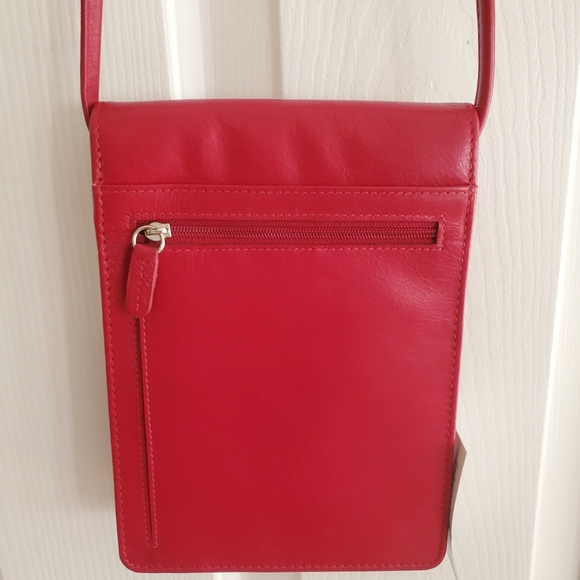 NWT ILI New York Red Leather Crossbody Bag Organizer on a string - Picture 7 of 12